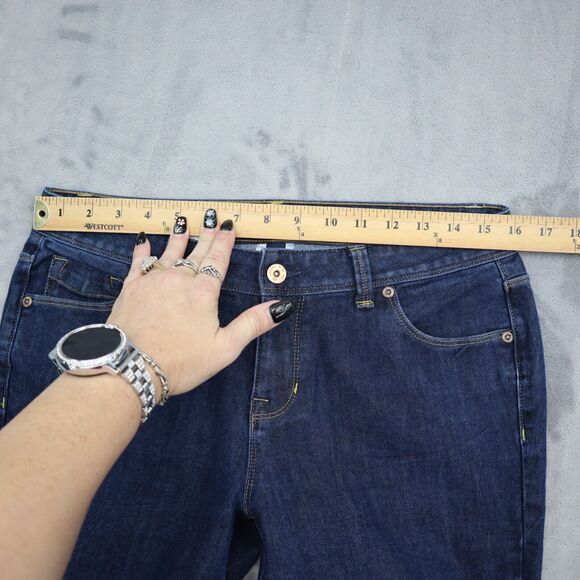 Lands End Pants Womens 8 Blue Straight Dark Wash Mid Rise Denim Button Jeans - Picture 4 of 16